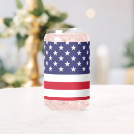 USA Flag Patriotic American Red White Blue Blikvorm Glas