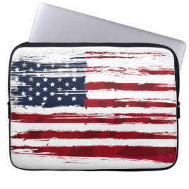 USA Flag Patriotic American Red White Blue Laptop Sleeve