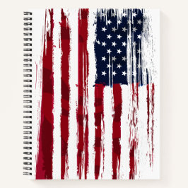 USA Flag Patriotic American Red White Blue Spiral Notitieboek