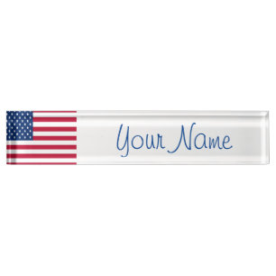USA Flag Patriotic Custom Desk Naam Bord Kantoor Naambordje