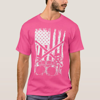 USA Flag Patriotic Drumsticks Percussion D T-shirt