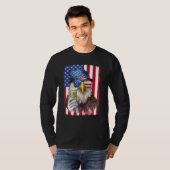 USA Flag Patriotic Eagle Sunglasses 4th Of July Be T-shirt (Voorkant volledig)