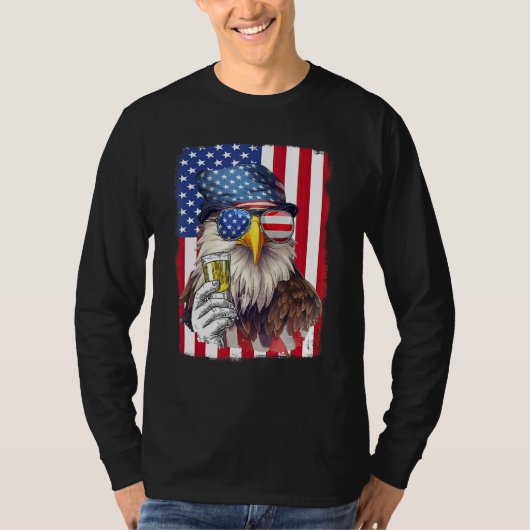 USA Flag Patriotic Eagle Sunglasses 4th Of July Be T-shirt (Voorkant)