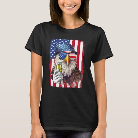 USA Flag Patriotic Eagle Sunglasses 4th Of July Be T-shirt (Voorkant)