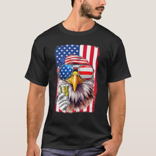 USA Flag Patriotic Eagle Sunglasses 4th Of July Be T-shirt (Voorkant)