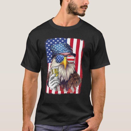 USA Flag Patriotic Eagle Sunglasses 4th Of July Be T-shirt (Voorkant)
