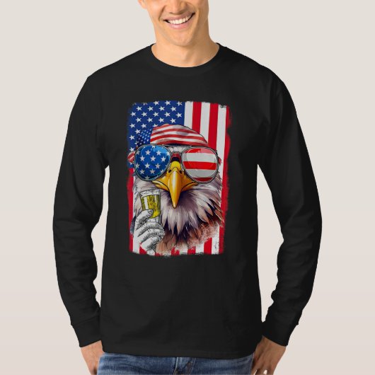 USA Flag Patriotic Eagle Sunglasses 4th Of July Be T-shirt (Voorkant)