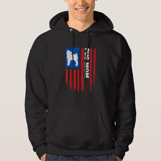 USA flag Patriotic Pug Mom Hoodie (Voorkant)
