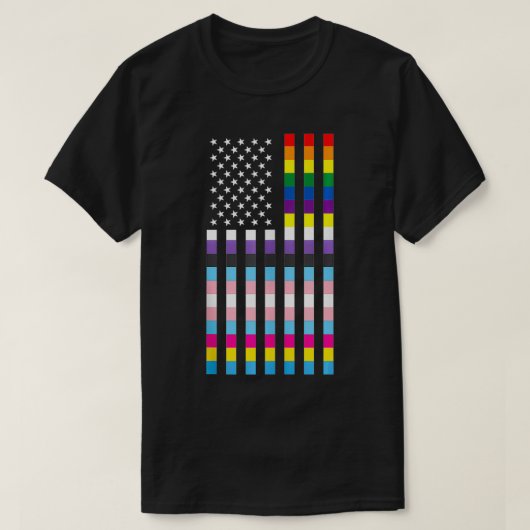 USA Flag Patriotic Trans Non Binary Panseual Gay P T-shirt (Design voorkant)