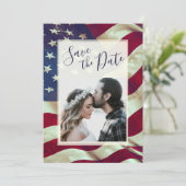 USA Flag Patriottische Christelijke Bijbel Foto Br Save The Date (Staand voorkant)