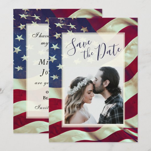 USA Flag Patriottische Christelijke Bijbel Foto Br Save The Date (Voorkant / Achterkant)