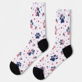 USA Flag Paw Print and Stars Pattern Crew Socks Sokken (Links)