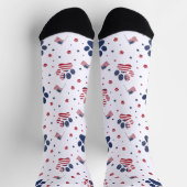 USA Flag Paw Print and Stars Pattern Crew Socks Sokken (Top)