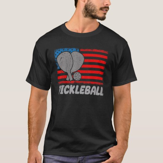 USA Flag Pickleball Shirt Paddle Pickleball Player (Voorkant)