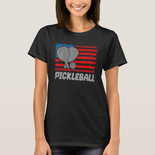 USA Flag Pickleball Shirt Paddle Pickleball Player (Voorkant)