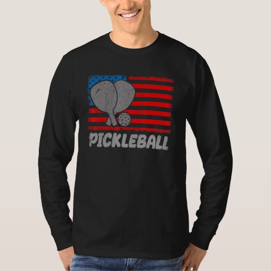 USA Flag Pickleball Shirt Paddle Pickleball Player (Voorkant)