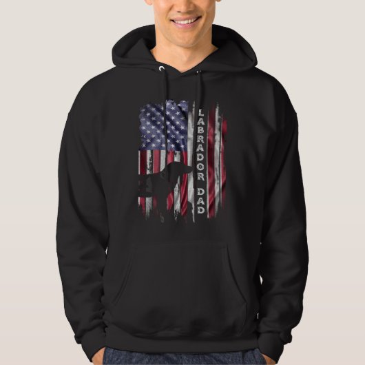 USA Flag Proud Labrador Retriever Lab Dad Silhouet Hoodie (Voorkant)