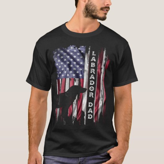 USA Flag Proud Labrador Retriever Lab Dad Silhouet T-shirt (Voorkant)