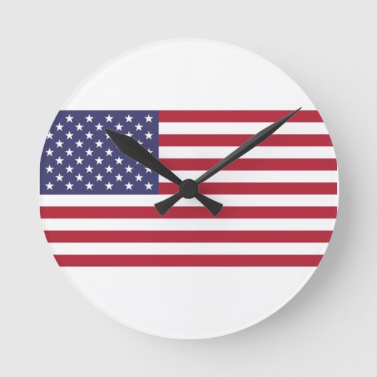USA flag red white blue clock Ronde Klok (Voorkant)