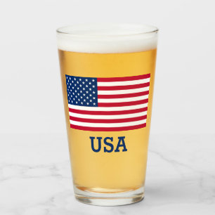 USA Flag Red White Blue United States Patriotic Glas