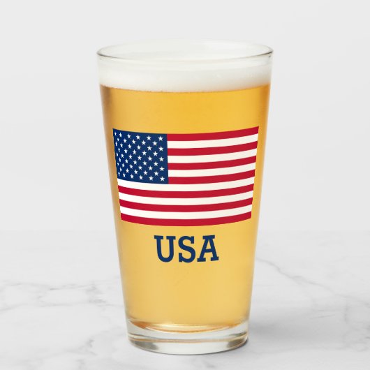 USA Flag Red White Blue United States Patriotic Glas (Voorkant gevuld)