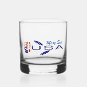USA Flag Roos op zijn kant blauw gepersonaliseerd Whisky Glas (Voorkant)