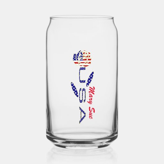 USA Flag Roos Rood Gepersonaliseerd Blikvorm Glas (Voorkant)
