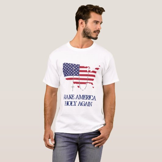 USA FLAG ROSARY MAKE AMERIKA HOLY OPNIEUW T-SHIRT (Voorkant volledig)