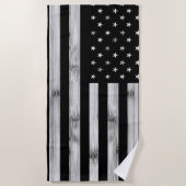 USA flag Rustic Wood Black White Patriotic America Strandlaken (Voorkant)