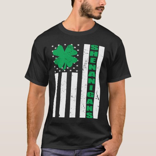 USA Flag Shenanigans Saint Patricks Day Shamrock T-shirt (Voorkant)