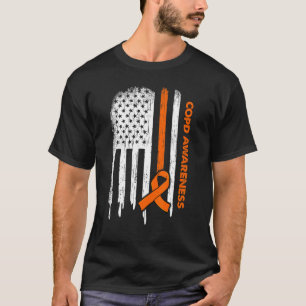 USA Flag Sinaasappel Lint COPD Awareness T-shirt