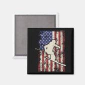 USA Flag Ski & Skiamp; Skiër met lange mouwen Magneet (Voorkant / Achterkant)