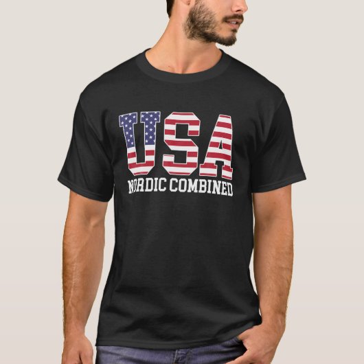 USA Flag Skier - American USA Nordic Combined T-shirt (Voorkant)