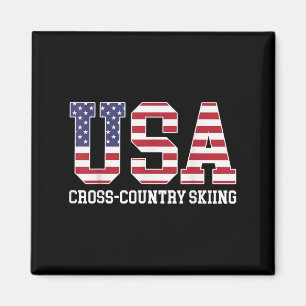 USA Flag Skier - Amerikaans USA Cross Country Skië Magneet