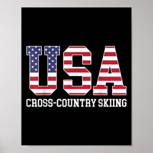 USA Flag Skier - Amerikaans USA Cross Country Skië Poster