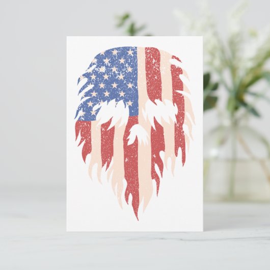 USA Flag Skull Beard | Distressed Patriotic Design Bedankkaart (Staand voorkant)