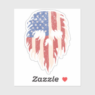 USA Flag Skull Beard | Distressed Patriotic Design Sticker