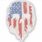 USA Flag Skull Beard | Distressed Patriotic Design Sticker (Voorkant)