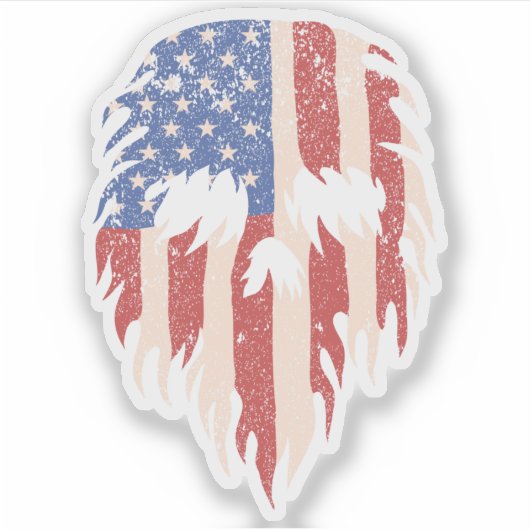USA Flag Skull Beard | Distressed Patriotic Design Sticker (Voorkant)