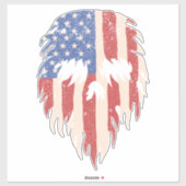 USA Flag Skull Beard | Distressed Patriotic Design Sticker (Vel)