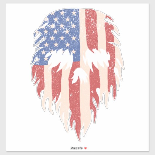 USA Flag Skull Beard | Distressed Patriotic Design Sticker (Vel)