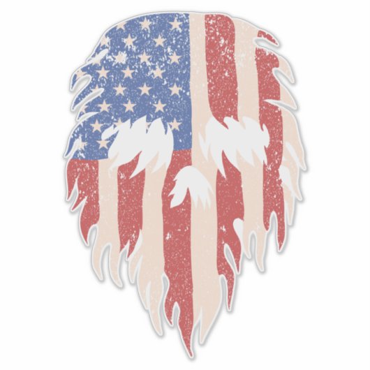 USA Flag Skull Beard | Distressed Patriotic Design Sticker (Voorkant)