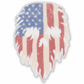 USA Flag Skull Beard | Distressed Patriotic Design Sticker (Voorkant)