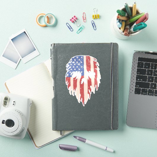 USA Flag Skull Beard | Distressed Patriotic Design Sticker (iPad Cover)