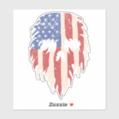 USA Flag Skull Beard | Distressed Patriotic Design Sticker (Vel)