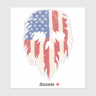 USA Flag Skull Beard | Distressed Patriotic Design Sticker