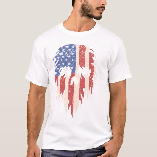 USA Flag Skull Beard | Distressed Patriotic Design T-shirt (Voorkant)