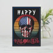 USA FLAG SKULL HAPPY HALLOWEEN EVENT KAART (Staand voorkant)