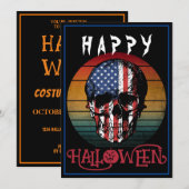 USA FLAG SKULL HAPPY HALLOWEEN EVENT KAART (Voorkant / Achterkant)