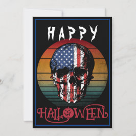USA FLAG SKULL HAPPY HALLOWEEN EVENT KAART